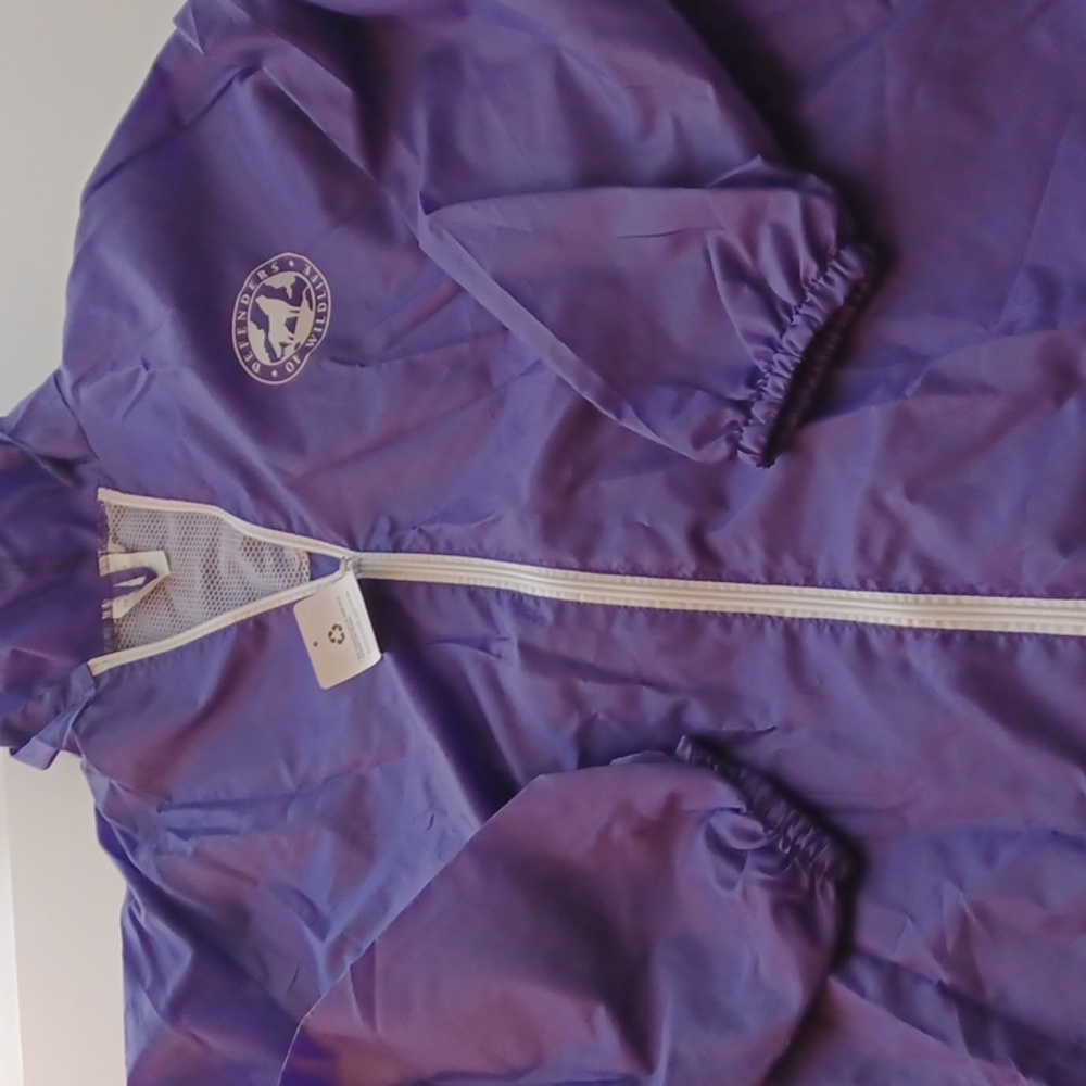 Defenders Of wildlife rain jacket purple one size zip hood long sleeve